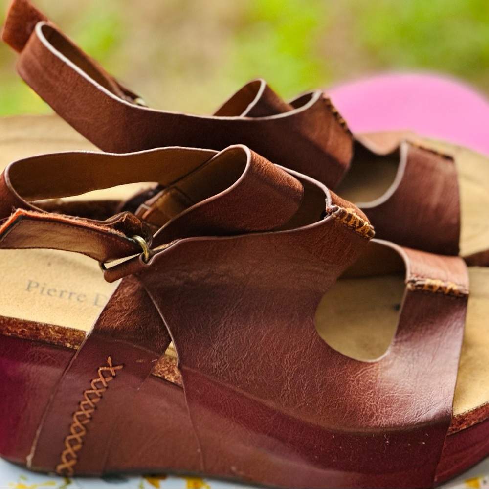 Pierre Dumas Brown Leather Sandals with Ankle Strap